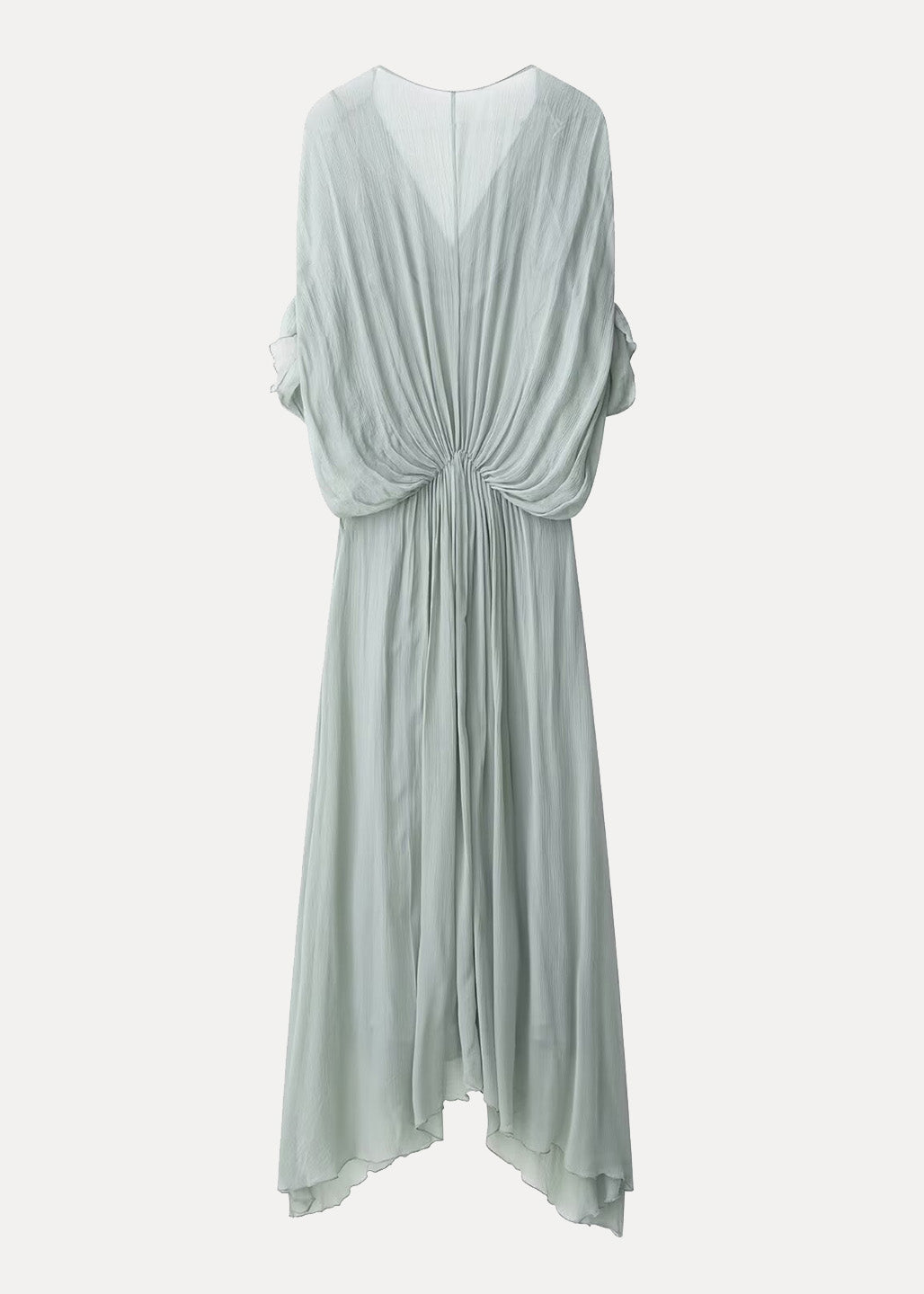 Chiffon Patchwork V Batwing Light Green Wrinkled Dresses Neck New