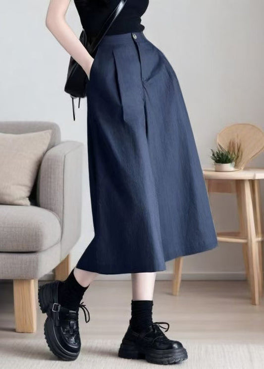 Pants Summer Crop Pockets Elastic Navy New Waist Linen