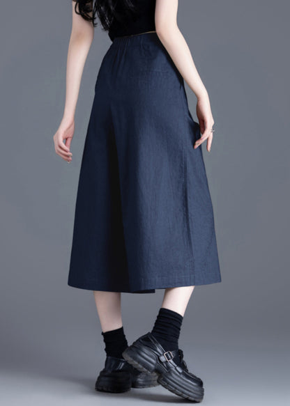 Pants Summer Crop Pockets Elastic Navy New Waist Linen