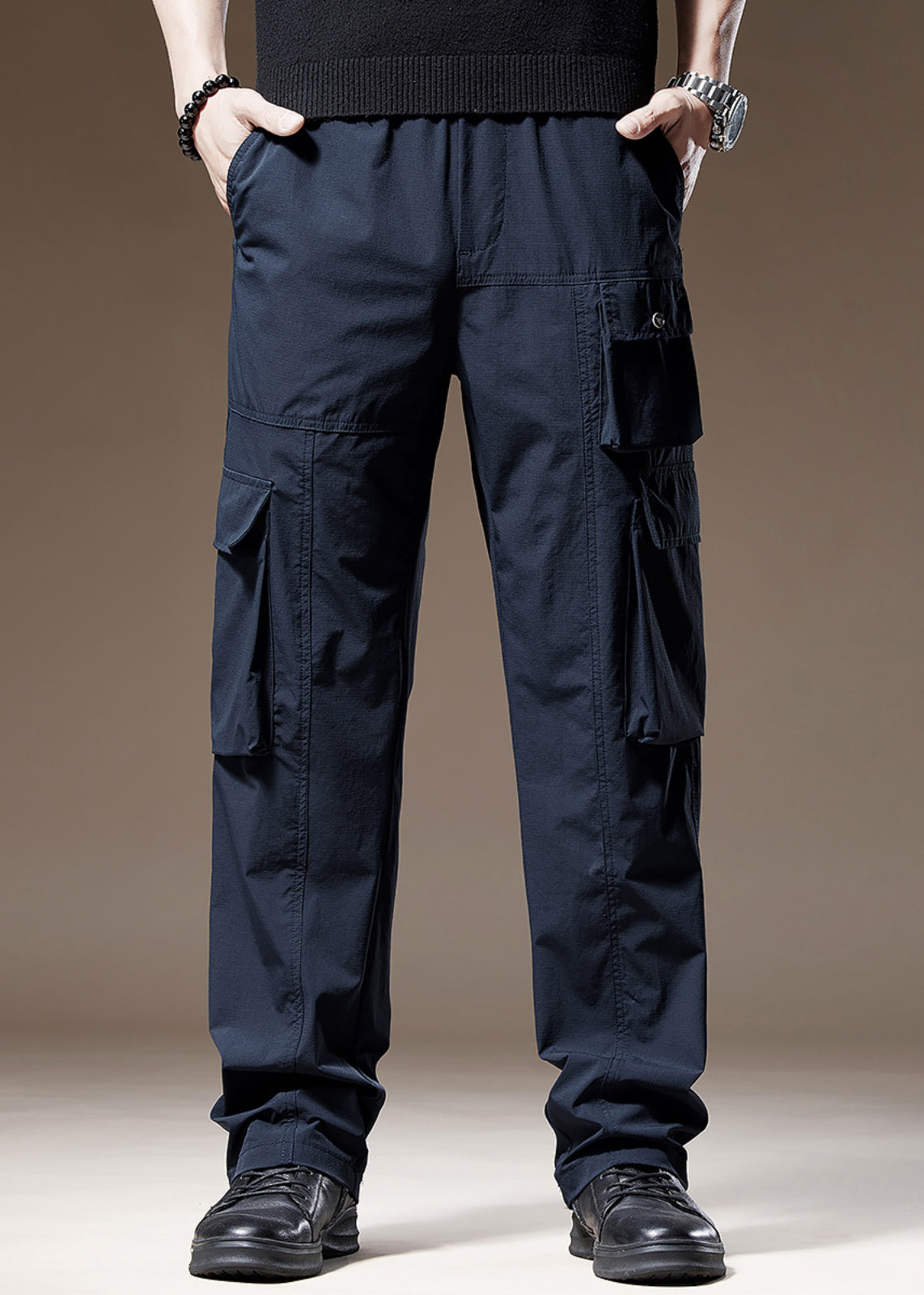 Mens Navy New Pants Pockets Solid Spring Cotton