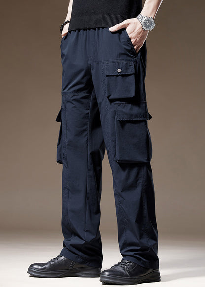 Mens Navy New Pants Pockets Solid Spring Cotton