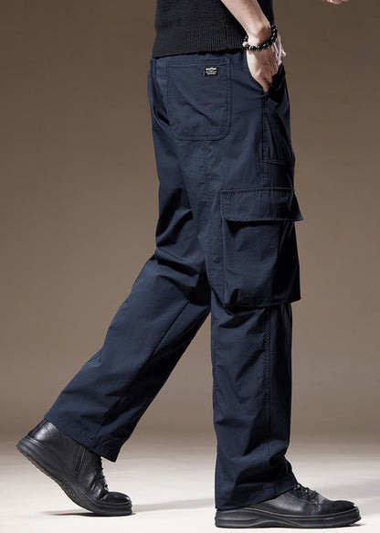 Mens Navy New Pants Pockets Solid Spring Cotton