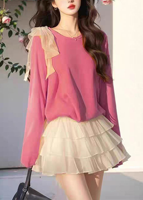 Two Cotton Piece Tops Bow New Tulle And Skirts White Set Orange