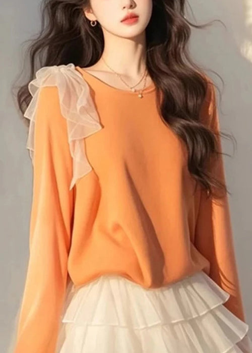 Two Cotton Piece Tops Bow New Tulle And Skirts White Set Orange