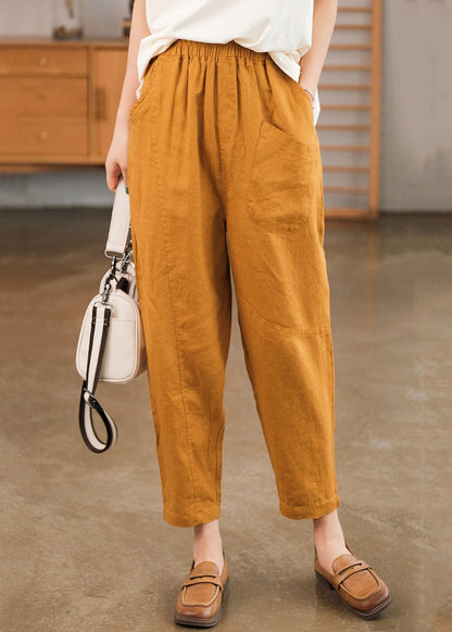 Pockets Summer Elastic Crop Wais Patchwork Orange New Cotton