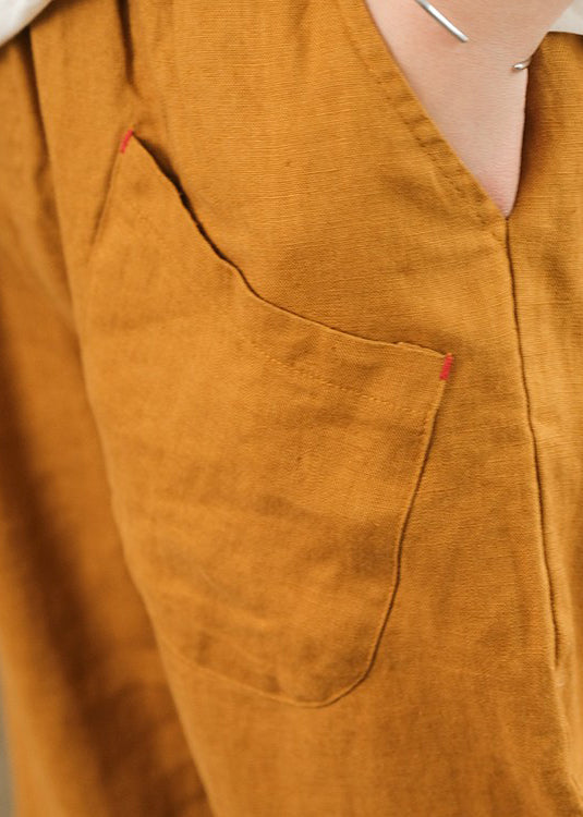 Pockets Summer Elastic Crop Wais Patchwork Orange New Cotton