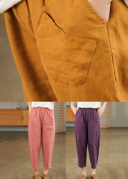 Pockets Summer Elastic Crop Wais Patchwork Orange New Cotton