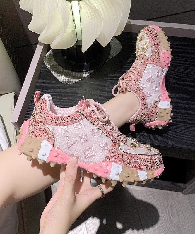 Zircon Pink Lace New Mesh Up Breathable Shoes Sports