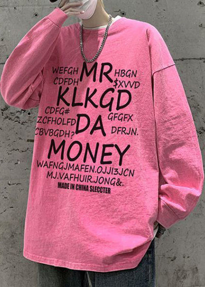 Pink Letter Shirts Spring Neck Men New O T Cotton