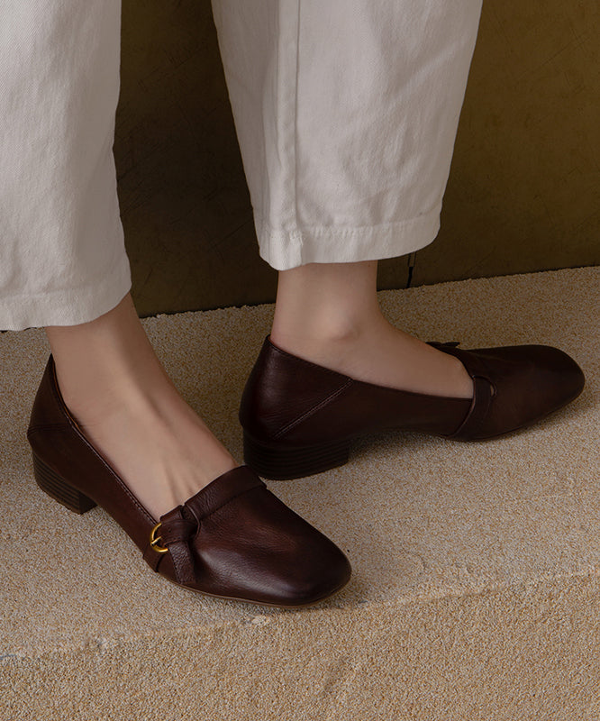 New Cowhide Leather Red Comfortable Splicing Flat Shoes