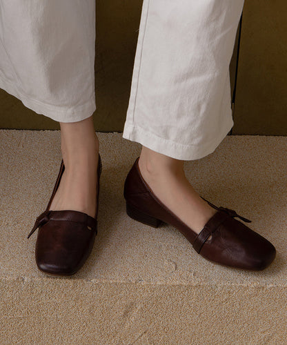 New Cowhide Leather Red Comfortable Splicing Flat Shoes