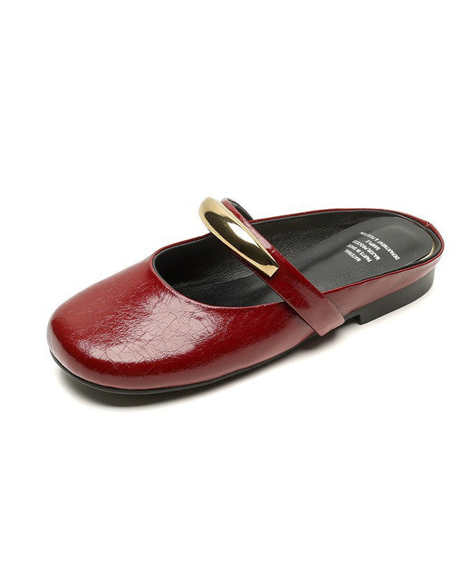 Faux Sandals Splicing Slide Leather Soft New Red