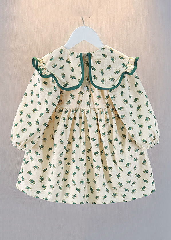 New Red Ruffled Print Cotton Girls Dress Fall XZ017