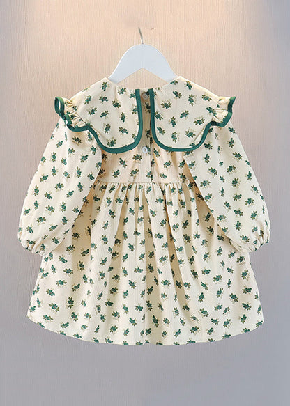 New Red Ruffled Print Cotton Girls Dress Fall XZ017