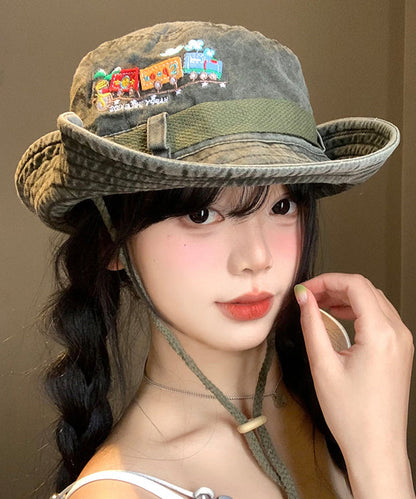 Army Hat Large Cowboy Retro Embroidered Green New Eaves