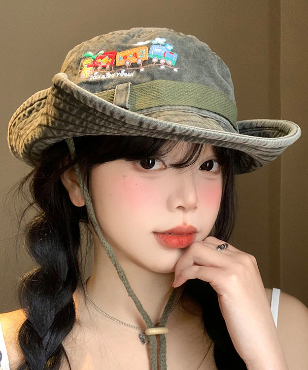 Army Hat Large Cowboy Retro Embroidered Green New Eaves