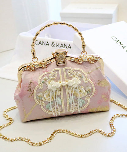 Handbag Beige Embroidered Retro Cotton New Tote Zircon