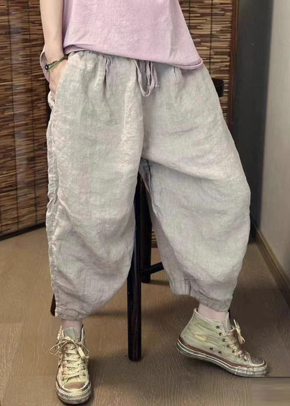 Harem Retro Beige Summer New Oversized Linen Pants