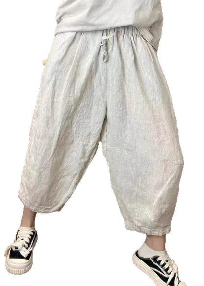 Harem Retro Beige Summer New Oversized Linen Pants