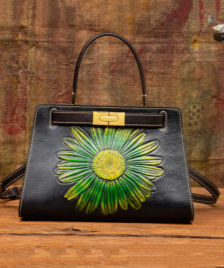 Retro Calf Bag Leather Brown New Embossed Messenger