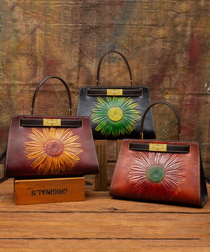 Retro Calf Bag Leather Brown New Embossed Messenger