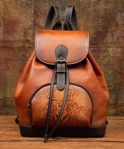 Leather Bag Capacity Backpack Brown New Retro Large Calf