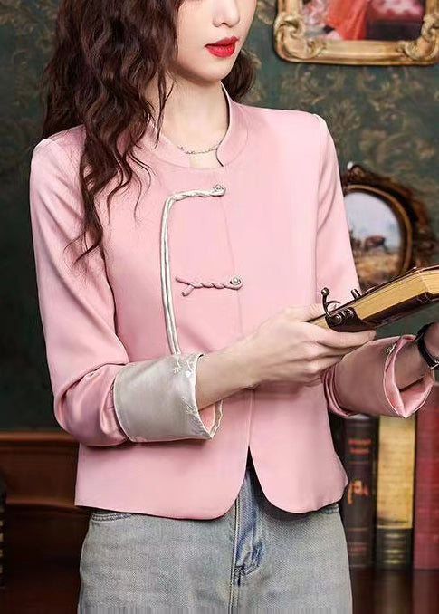 New Retro Pink Tasseled Silk Oriental Jacket Spring YJ046