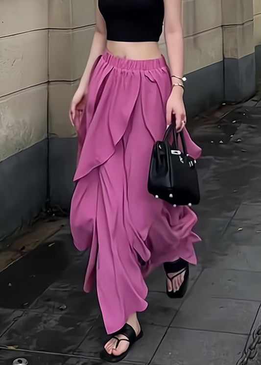 Waist Summer Asymmetrical Elastic New Rose Skirts Chiffon