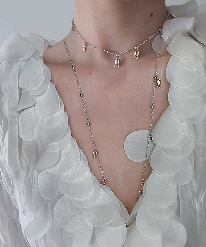 New Silk Alloy Floral Tassel Lariat Necklace YA016