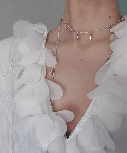 New Silk Alloy Floral Tassel Lariat Necklace YA016