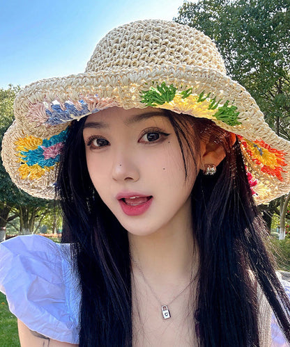 Beige Protection Hat Straw Shading Summer Sun Woven New