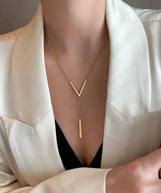 V-Shaped New Gold Clavicle Colour Chain Long Neckla Sexy