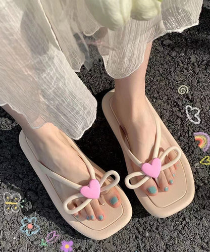 New Versatile Apricot Heart Decorated Flip Flops AA008