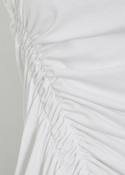 White Sleeveless Cotton Tank New Cinched Asymmetrical