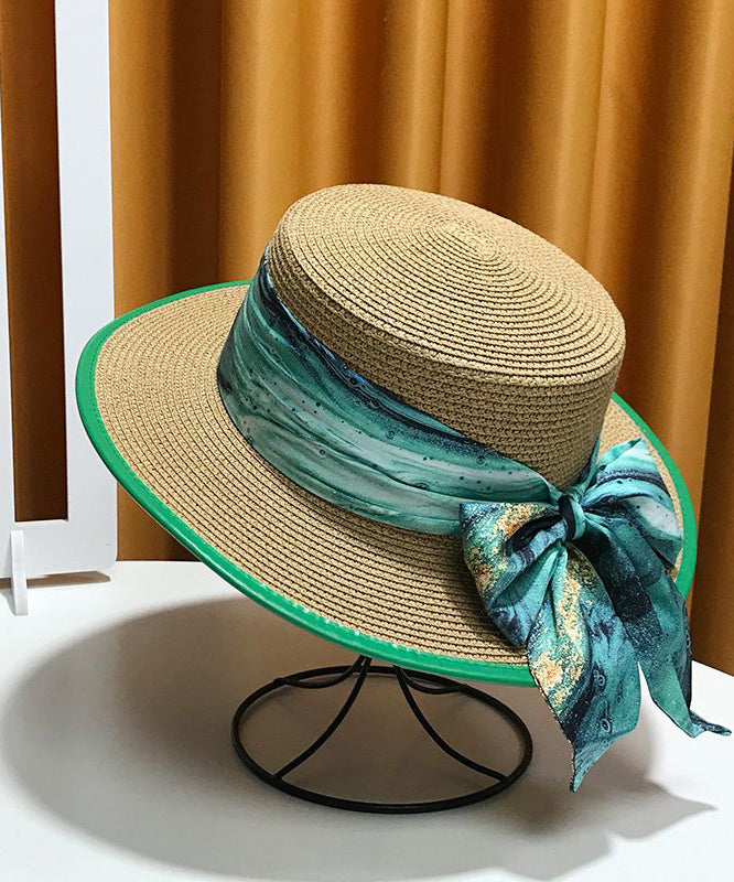 Hat Sun New Floppy Bow White Versatile Woven Straw