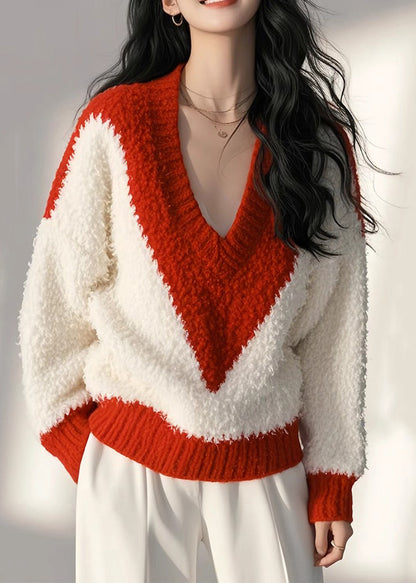 Tops Cozy Patchwork Fluffy White New Spring Knit