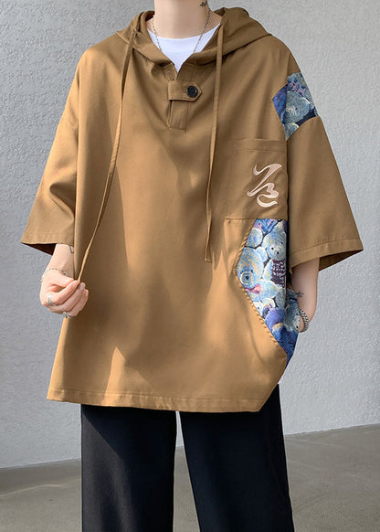 T Hooded White Summer Cotton Patchwork Mens Shirt Designer New