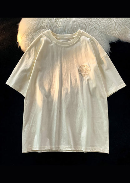 White Mens Shirt New Embroideried T Letter Cotton Designer Summer