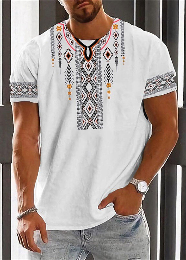White Neck O Cotton New Men Print Shirt Summer T