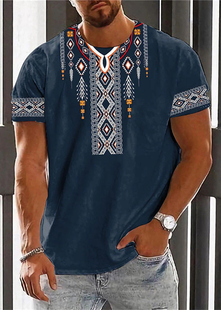 White Neck O Cotton New Men Print Shirt Summer T