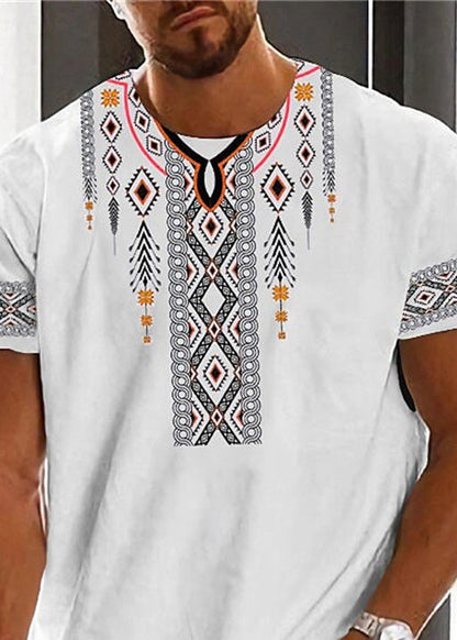 White Neck O Cotton New Men Print Shirt Summer T