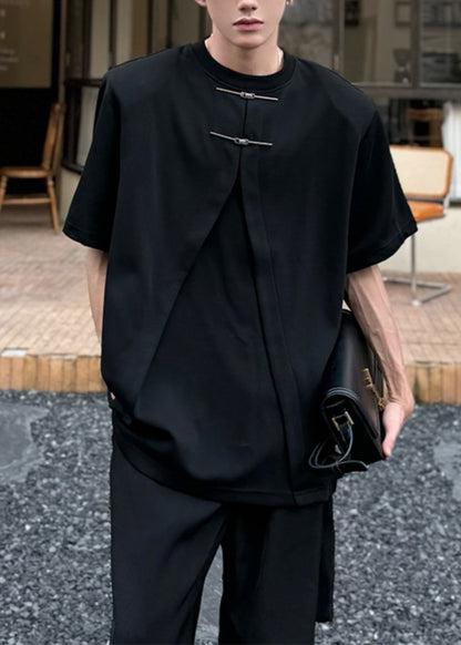 Shirt White Open Men T Summer New Oversized Side Cotton