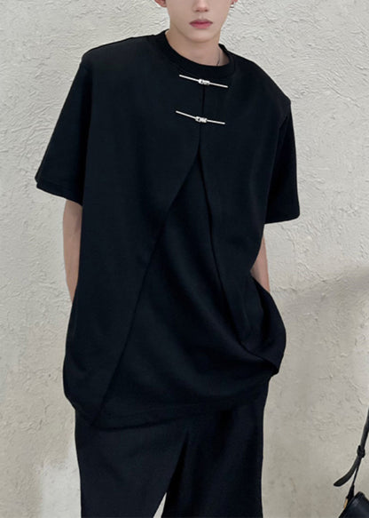Shirt White Open Men T Summer New Oversized Side Cotton