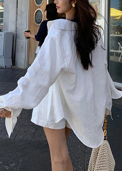 Shorts And White Shirts New Pan Peter Linen Collar Summer Outfit