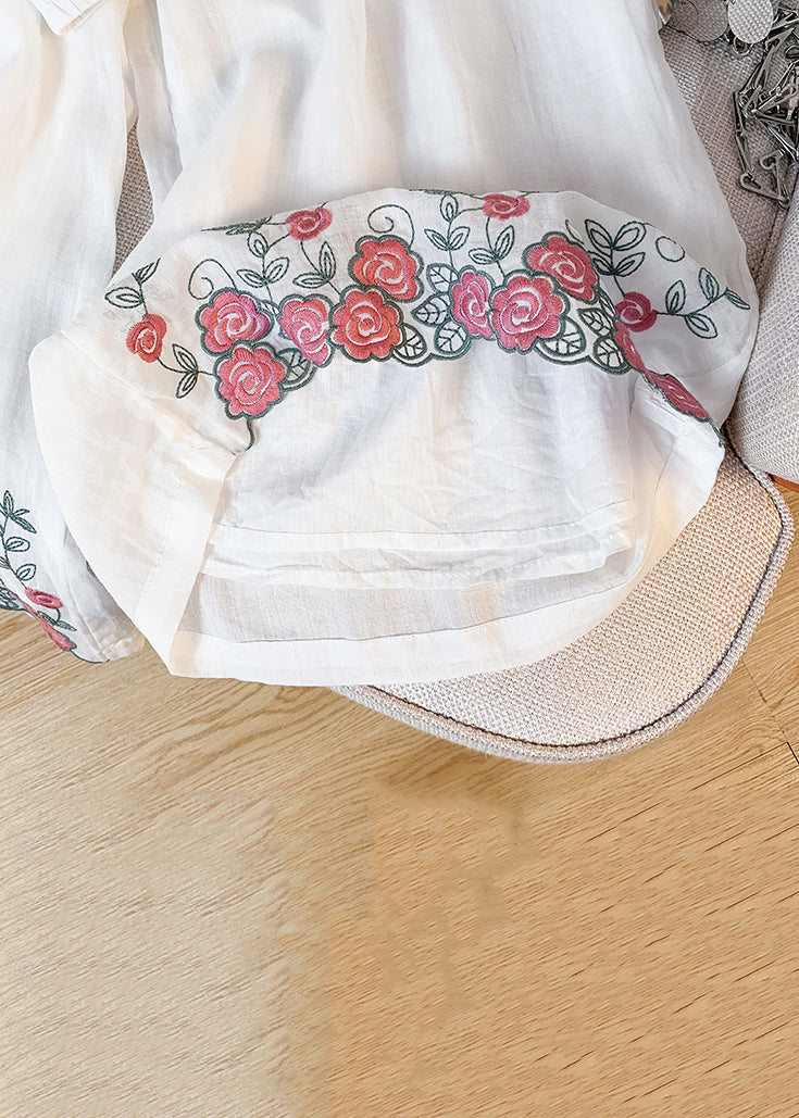 White Pants Crop New Linen Pockets Waist Elastic