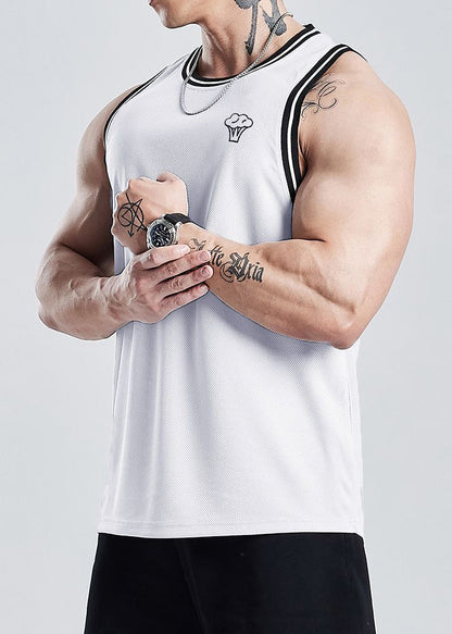 Summer Out New Hollow Tank White Cotton Print Mens