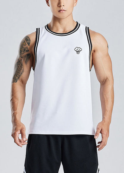Summer Out New Hollow Tank White Cotton Print Mens