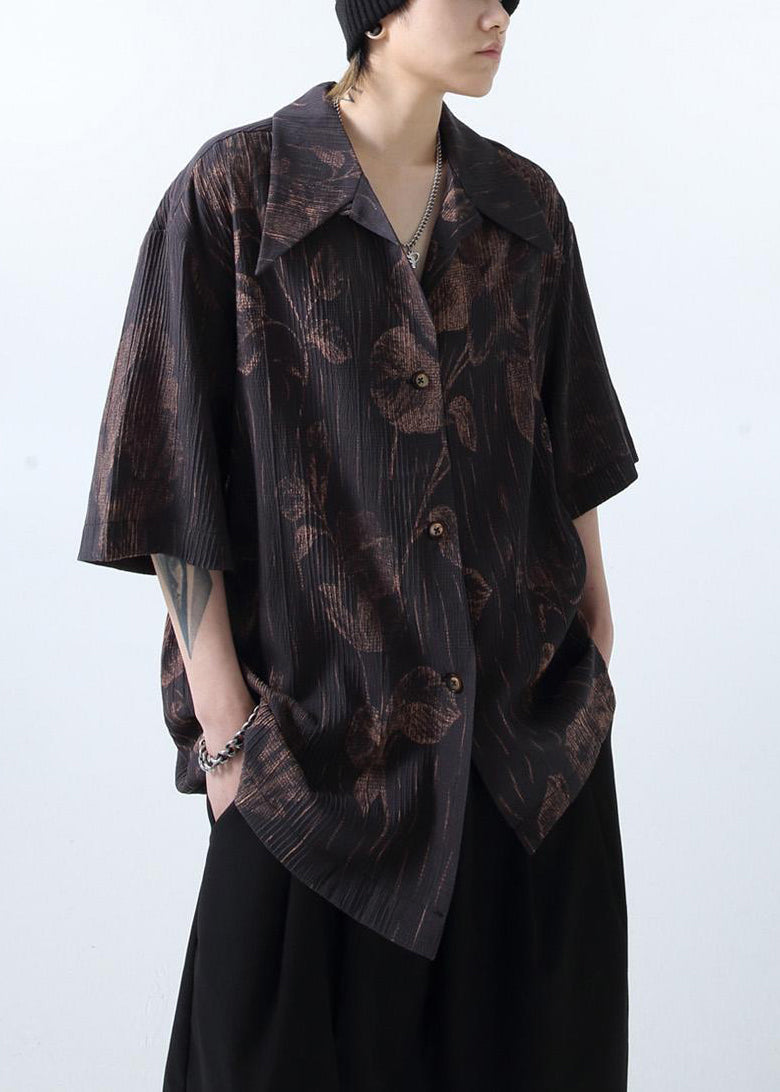 Print Half Mens White Shirts Sleeve New Cotton Wrinkled