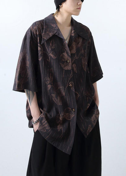 Print Half Mens White Shirts Sleeve New Cotton Wrinkled