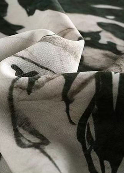 New Yellow Print Summer Mens Open Button T Side Silk Shirt Ice